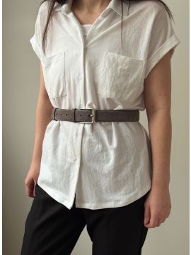 Ремень с подиумом серый