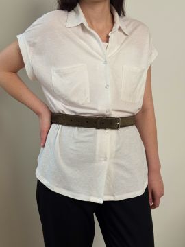 Ремень с подиумом оливковый